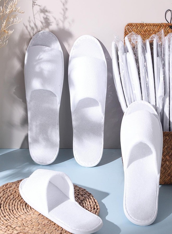 Silicherry 12 Pairs House Slippers for Guests Disposable Open Toe Spa Slippers Unisex Travel Slipper Bulk for Halloween Christmas Wedding Party(White,L) - Image 4